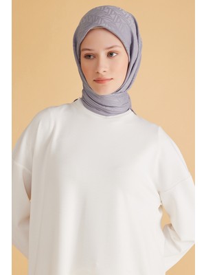 Belli Geometrik Desen Veyra Gri Eşarp 2