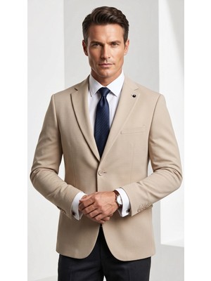 Plus Scorpion Erkek Slim Fit Çift Düğme Çift Yırtmaçlı Blazer Ceket – Premium Dokulu Kumaş