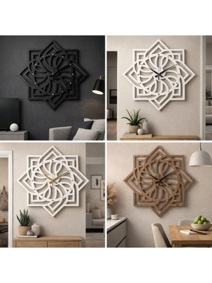 As Tasarım Lazer Mosaico Spiral Geometrik Duvar Saati 40 Cm.