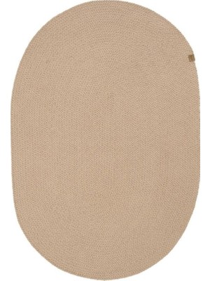 Halımax Lunox Bej Hasır Örgü Çift Taraflı Dokuma Yolluk Jüt Kilim Oval Banyo Paspası