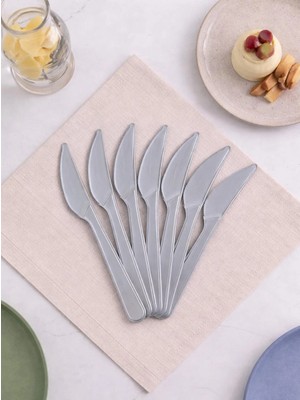 Parti Adresi Plastik Bıçak Gümüş 25'li