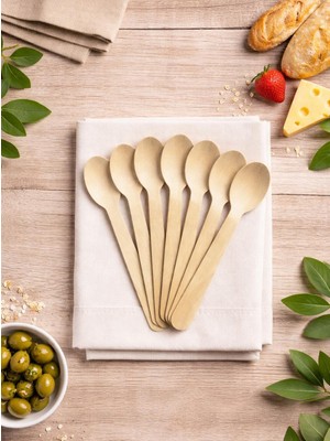 Parti Adresi Doğa Dostu Ahşap Kaşık 50'li