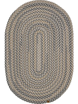 Halımax Lunox Multi Renkli Hasır Örgü Çift Taraflı Dokuma Yolluk Jüt Kilim Oval Banyo Paspası