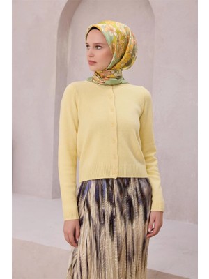 Belli Çiçek Desen Ipek Eşarp 4220D (Twıll) Yeşil - 58