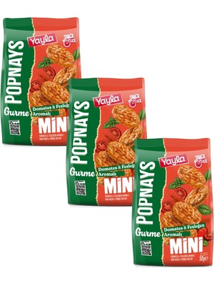 Yayla Popnays Gurme Domates ve Fesleğen Aromalı Mini Mısır ve Pirinç Patlağı 50 G X3 150 gr Özel İçerik