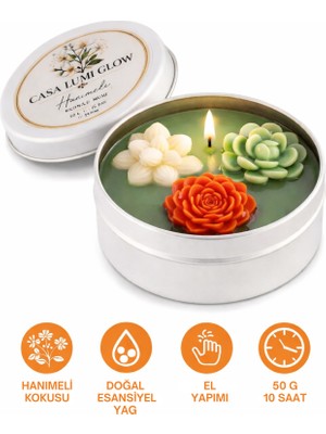 Tişört Kodu Casa Lumi Glow Hanımeli Kokulu Dekoratif Metal Kutu Mum