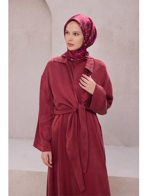 Belli Etnik Desen Ipek Eşarp 4222D (Twıll) Vişne Çürüğü - 86