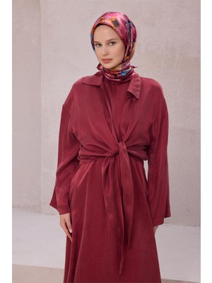 Belli Obje Desen Ipek Eşarp 4216D (Twıll) Fuşya - 52