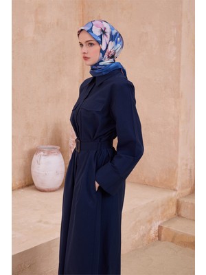 Belli Çiçek Desen Kristal Indigo Eşarp 2014