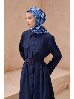 Belli Çiçek Desen Premıum Soft Saks Eşarp 7