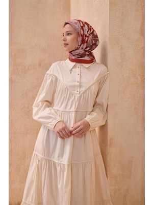 Belli Çiçek Desen Premıum Soft Kiremit Eşarp 7