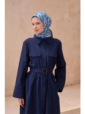 Belli Çiçek Desen Premıum Soft Mavi Eşarp 8