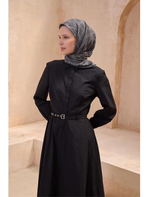 Belli Geometrik Desen Premıum Soft Siyah Eşarp 10