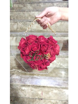Vizyon Çiçek Vizyon Çantada Kırmızı Gül Kalpli Çantada Gül