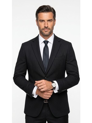 Plus Scorpion Erkek Slim Fit Çift Düğme Çift Yırtmaçlı Blazer Ceket – Premium Dokulu Kumaş