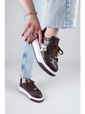 Birikon Vınay Taşlı Aksesuarlı Spor Ayakkabı Kahverengi