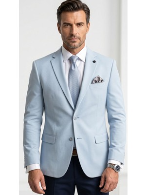 Plus Scorpion Erkek Slim Fit Çift Düğme Çift Yırtmaçlı Blazer Ceket – Premium Dokulu Kumaş