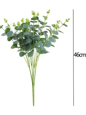 Vizyon Çiçek Yapay 16 Dallı Islak Okaliptus Bitkisi 47 cm Yeşil Renk Ev Dekor Aranjman Vazo Banyo Süsü