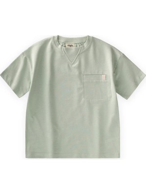 Cigit Yaka Detaylı T-Shirt 2-12 Yaş Su Yeşili