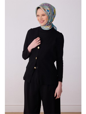 Belli Yeşil Obje Desen %100 Twill Ipek Eşarp 4316-82