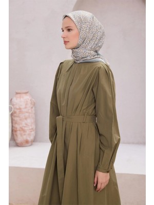 Belli Çiçek Desen Nova Haki Eşarp 1012