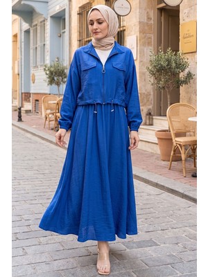 Md Crop Ceket Etekli Spor Takım Indigo