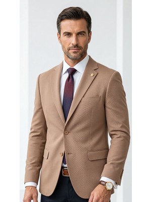 Plus Scorpion Erkek Slim Fit Çift Düğme Çift Yırtmaçlı Blazer Ceket – Premium Dokulu Kumaş