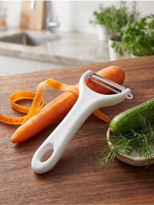 Faralya Home Tırtıklı Çelik Bıçaklı Pratik Sebze ve Meyve Soyucu Yan Soyacak