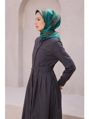 Belli Çiçekli Desen Ipek Eşarp 4207D (Twıll) Zümrüt - 05