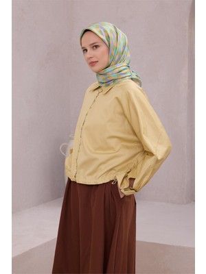 Belli Su Yeşili Geometrik Desen %100 Twill İpek Eşarp 4211 - 07