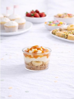 Parti Adresi Mika Plastik Sunum Kasesi Silindir Kap Şeffaf 180 ml 30'lu