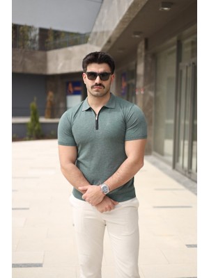 Kendim Fashion Erkek Polo Yaka Fermuar Detaylı Tişört