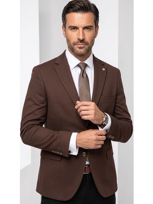 Plus Scorpion Erkek Slim Fit Çift Düğme Çift Yırtmaçlı Blazer Ceket – Premium Dokulu Kumaş