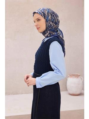 Belli Etnik Desen Saks Premium Soft Eşarp 5 - 08