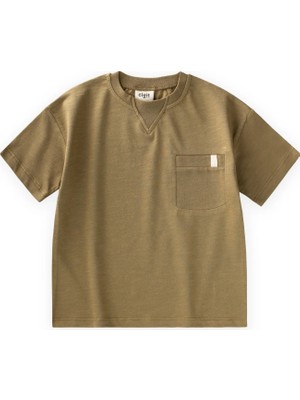 Cigit Yaka Detaylı T-Shirt 2-12 Yaş Olive