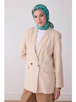 Belli Yeşil Obje Desen %100 Twill Ipek Eşarp 4320-50