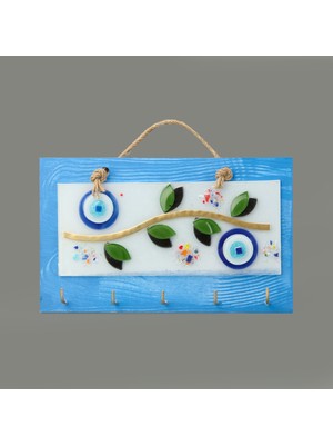 Evidea Deco Zeytin Anahtar Askısı - Mavi - 25 cm