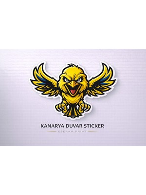 Eseran Print Kanarya Duvar Sticker Büyük Boy Dekoratif Duvar Çıkartması Kanarya Figürlü Sticker