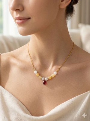 Lumea Mama Nar Tanesi Doğal Taş Kolye💫