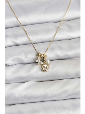 Kocadal Mht Gold Renk Pirinç Minimal Kelebek Charmlı Kadın Kolye Mht