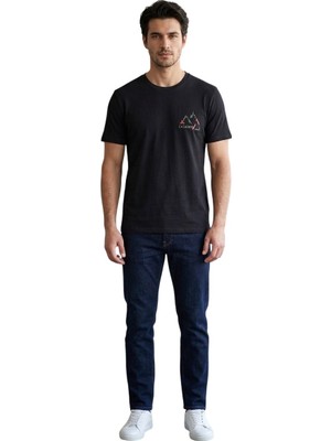 Cazador 44330 Siyah Erkek Bisiklet Yaka Tshirt