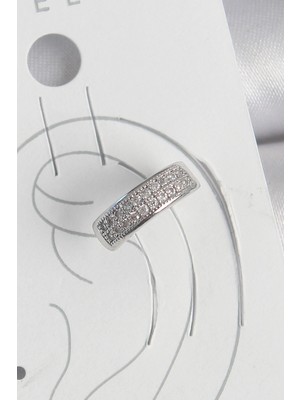 Kocadal Mht Pirinç Gümüş Renk Zirkon Taşlı Kıkırdak Model Kadın Küpe Mht