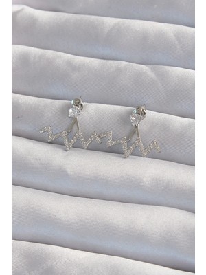 Kocadal Mht Pirinç Gümüş Renk Zirkon Taşlı Zikzak Küpe Mht