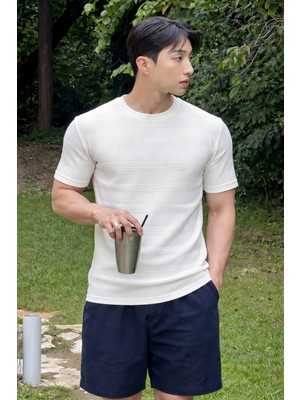 Tarz Cool Fitilli Triko Tişört Erkek Slim Fit Yazlık Premium Basic Üst