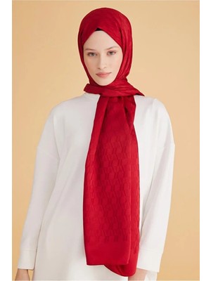 Belli Geometrik Desen Fresh Safir Kırmızı Şal 3 111