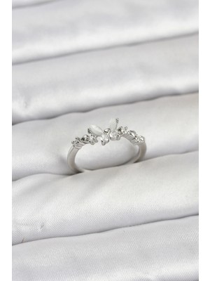 Kocadal Mht Kelebek Model Gümüş Renk Pirinç Kadın Yüzük Mht