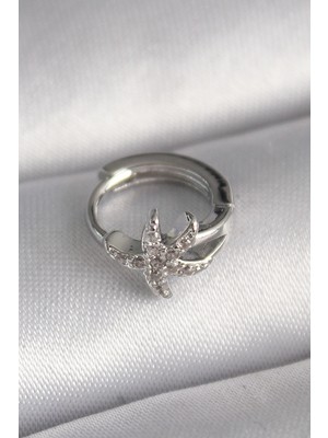 Kocadal Mht 316L Çelik Gümüş Renk Zirkon Taşlı Deniz Yıldızı Model Tragus Piercing Mht