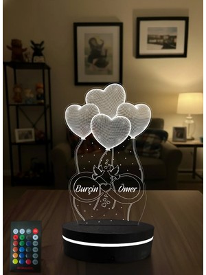 Eymi Design 4 Lü Kalp Sonsuzluk Sevgilime Hediye 16 Renkli Kumandalı