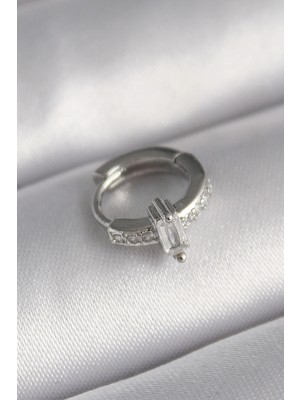 Kocadal Mht 316L Çelik Gümüş Renk Zirkon Taşlı Tragus Piercing Mht