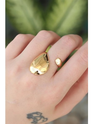 Kocadal Mht Pirinç Gold Renk Ayarlanabilir Iri Bombeli Yüzük Mht